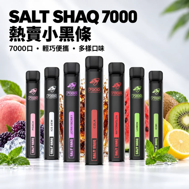 鯊克 SALT SHAQ 小黑條 拋棄式電子煙｜7000口 500mAh 1.0Ω霧化芯｜19種口味